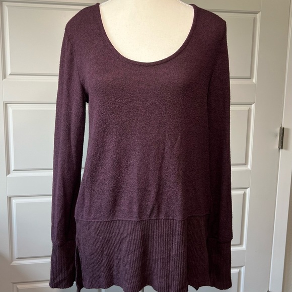 Long Sleeve Tunic‎ Top Ribbed Hem Casual Pullover Purple Size Unknown - Picture 1 of 6